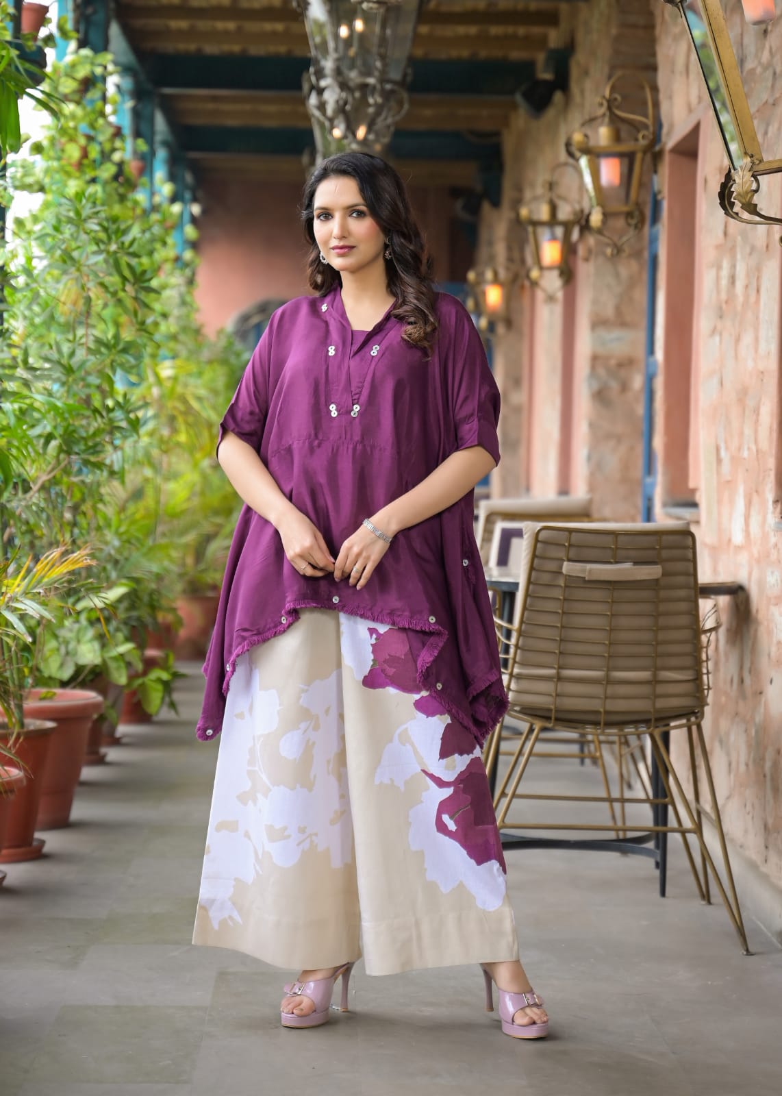 Kaftan Style Top & Flared Pants Set “ Modern Elegance Redefined