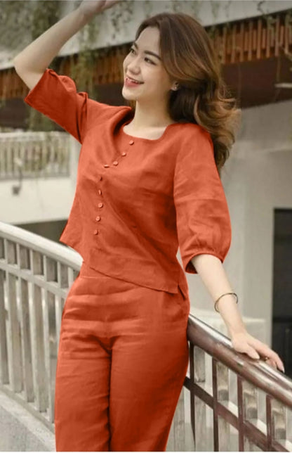 Premium Cotton Flex and bold shade of Full Sleeves Co-Ord set with two Side Pockets