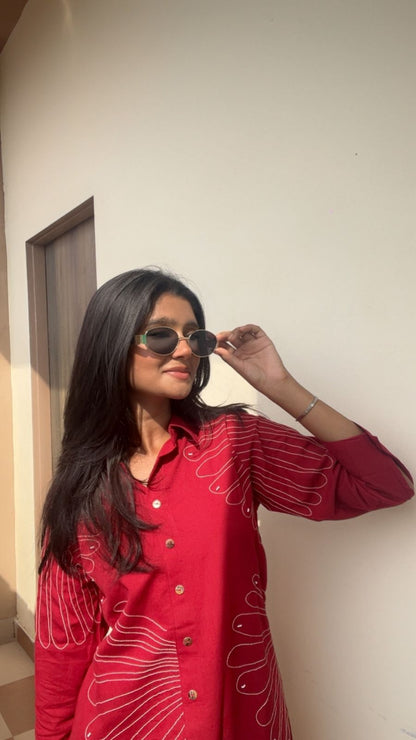 Pure Cotton Embroidery  Work Co-Ord Set