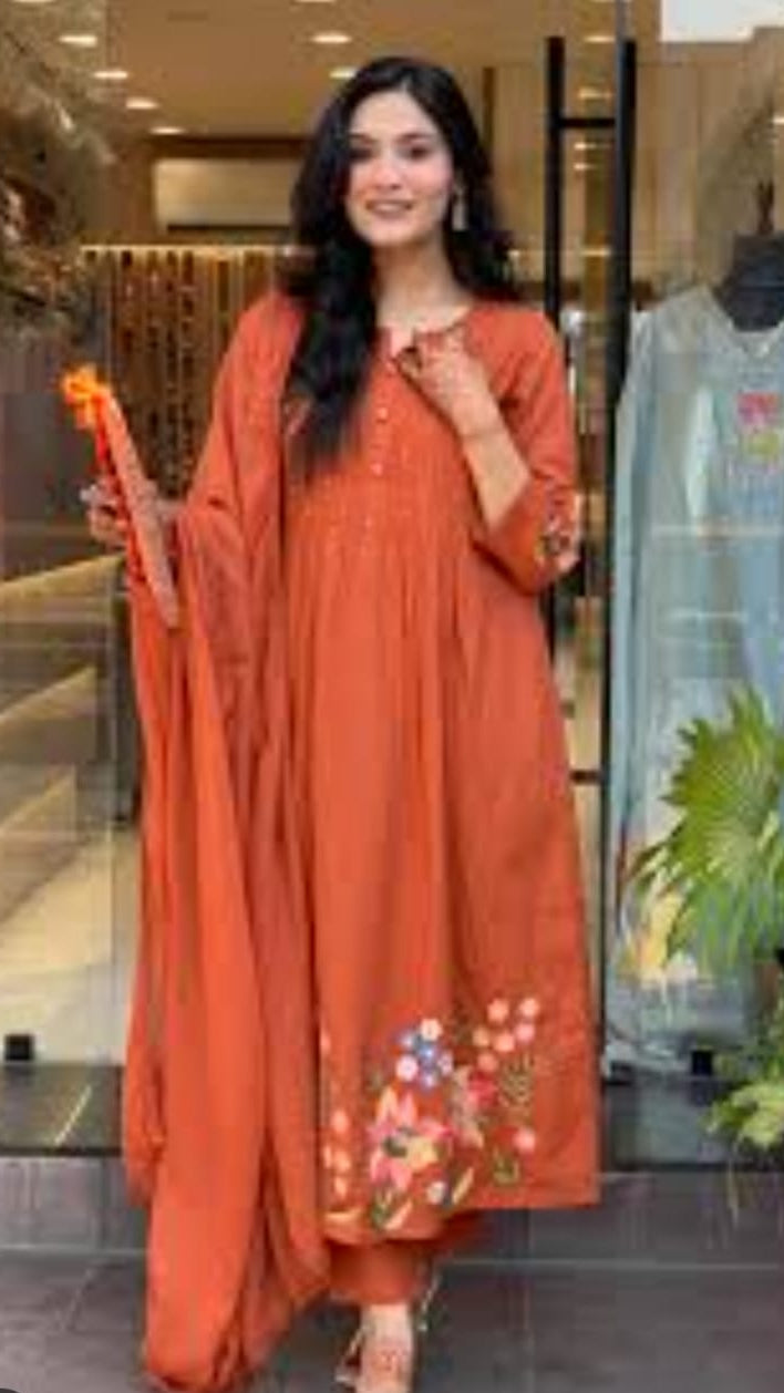 Heavy Cotton Beautiful Embroidery Work 3 Piece Set