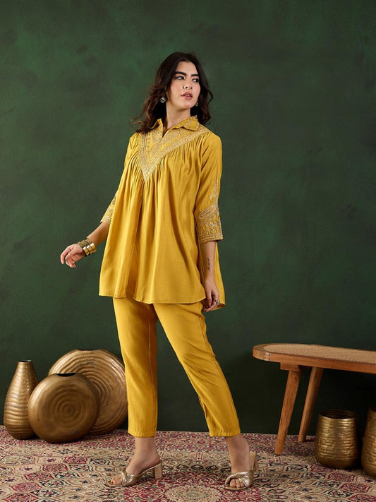 Amazing Crushed Crepe Silk Kaftan Set