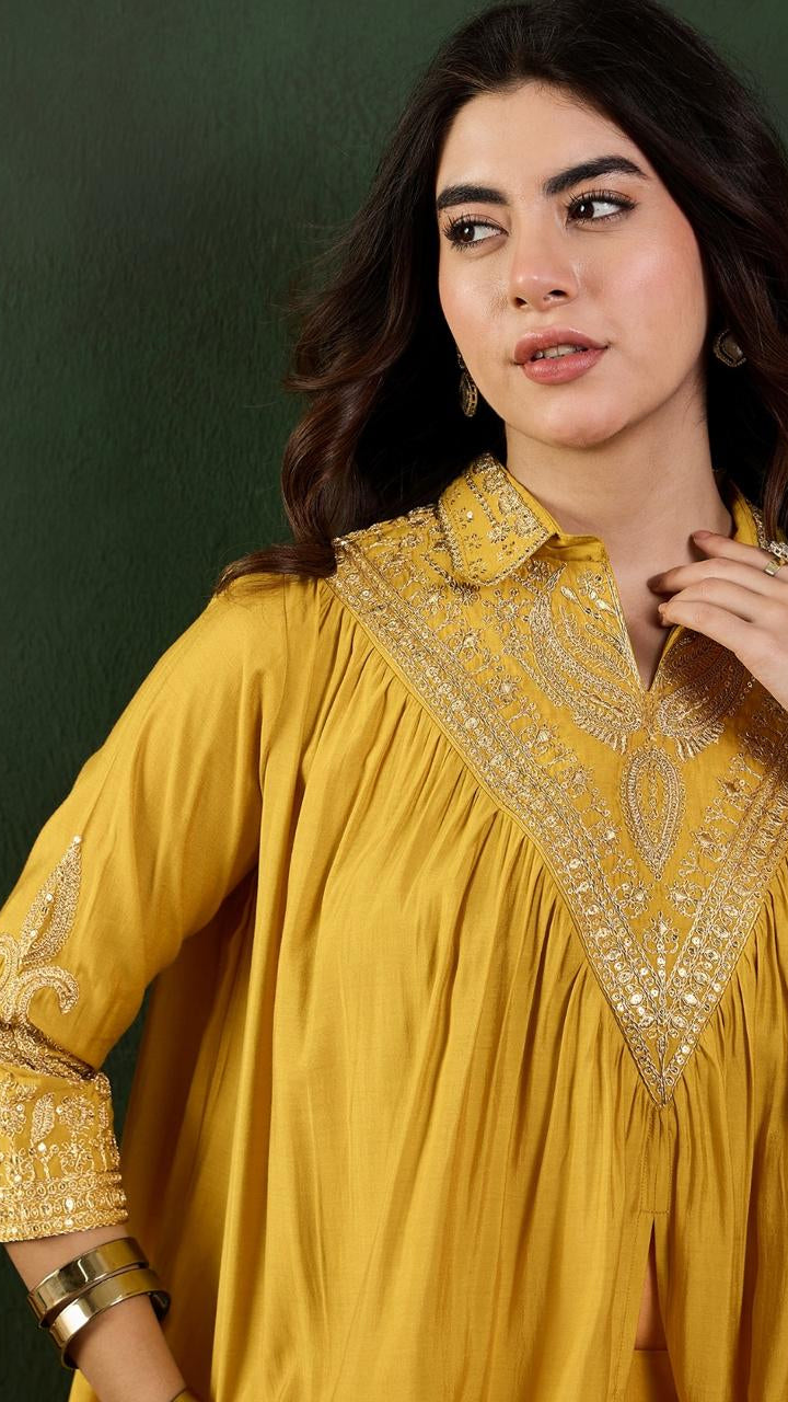 Amazing Crushed Crepe Silk Kaftan Set