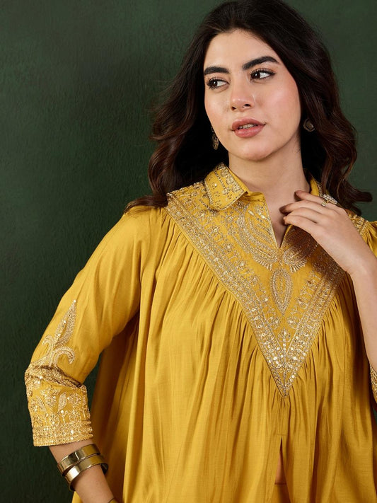 Amazing Crushed Crepe Silk Kaftan Set