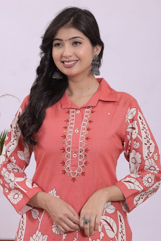 Heavy Muslin Full Embroidery Co-Ord Set