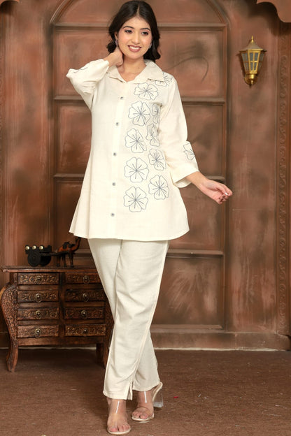 Heavy Cotton Flex Flower Work Co-Ord Set