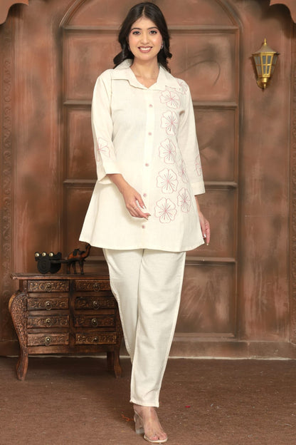 Heavy Cotton Flex Flower Work Co-Ord Set
