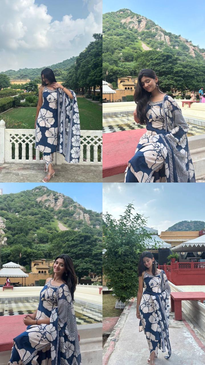 Heavy Cotton 3 Piece Suit Set With Dupatta