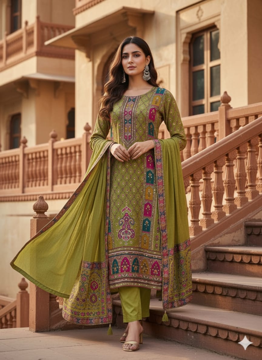 Heavy Dolla Silk 3 Piece Set With Beautiful Dupatta