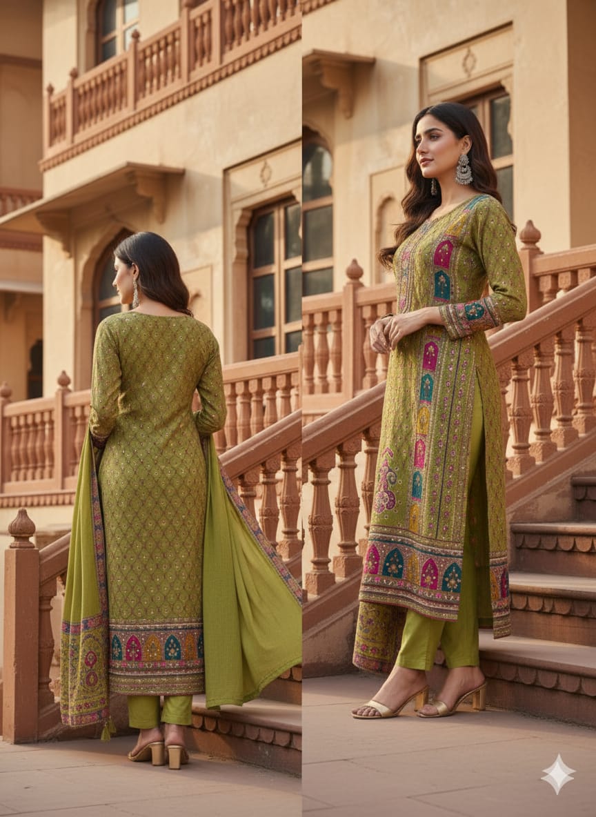 Heavy Dolla Silk 3 Piece Set With Beautiful Dupatta