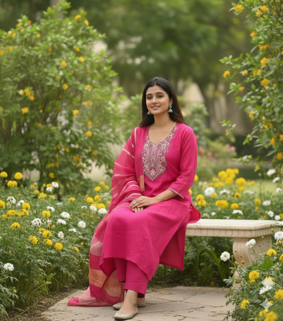 Heavy Work 3 Piece Set With Dupatta