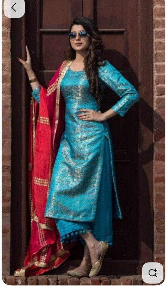Brocade 3 Piece Suit Set With Heavy Dupatta