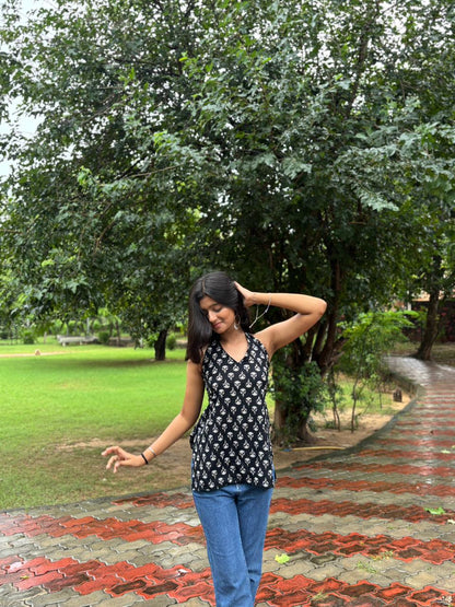 Halter-Neck Hues | Modern Printed Short Kurti