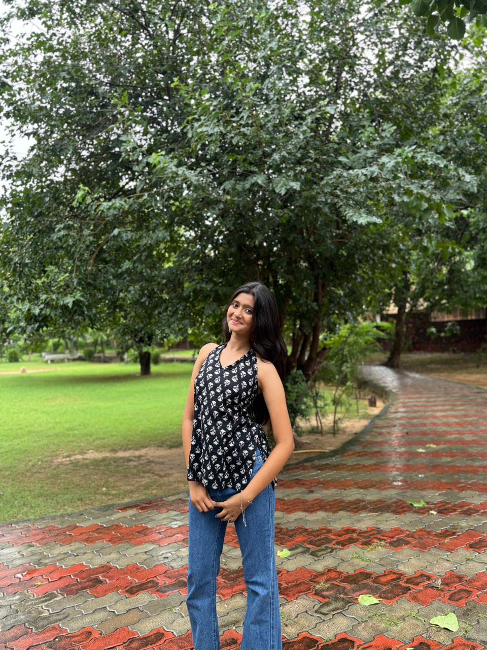 Halter-Neck Hues | Modern Printed Short Kurti