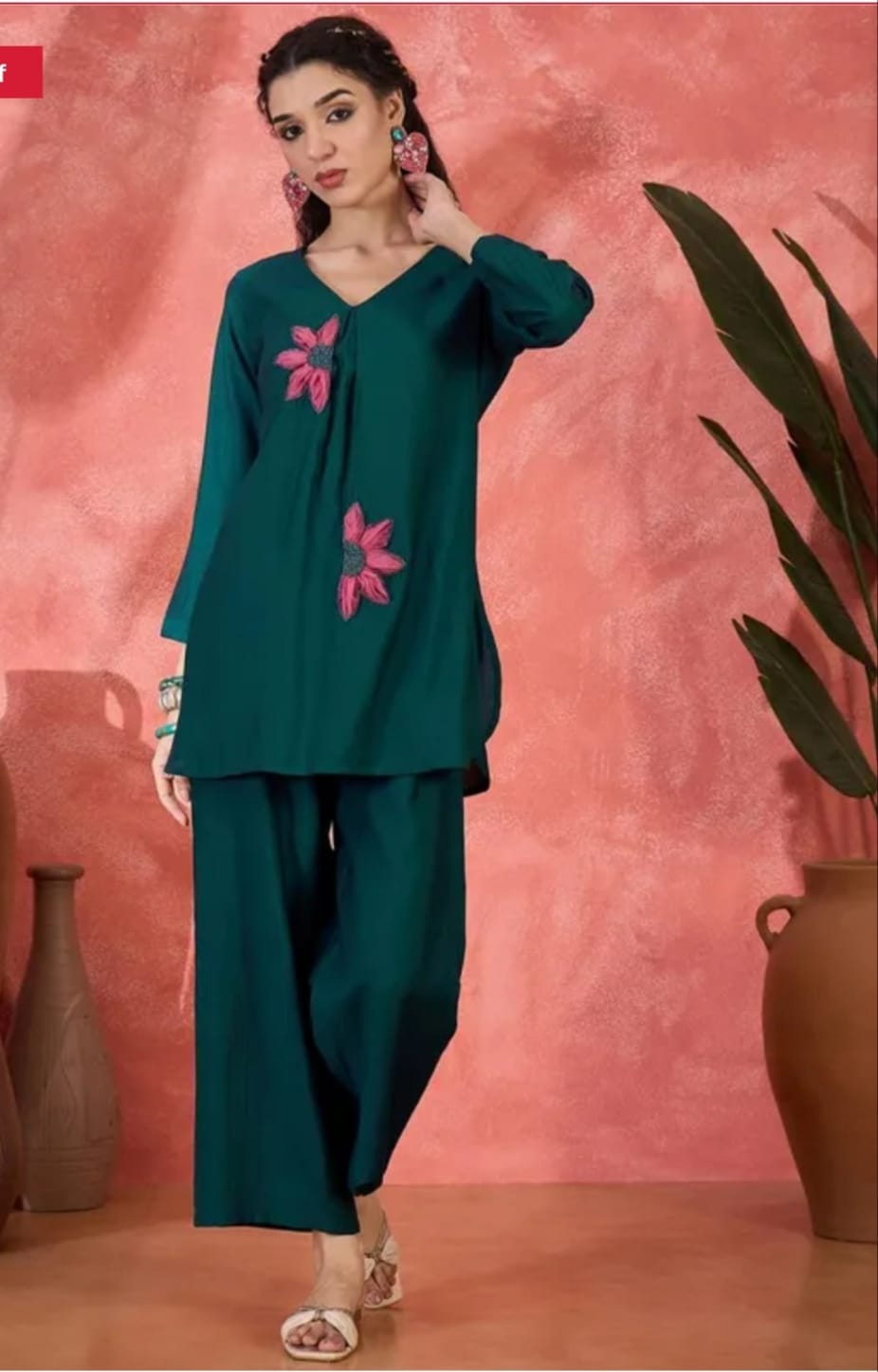 Tunic Co- Ord Set With Beautiful Embroidery Work