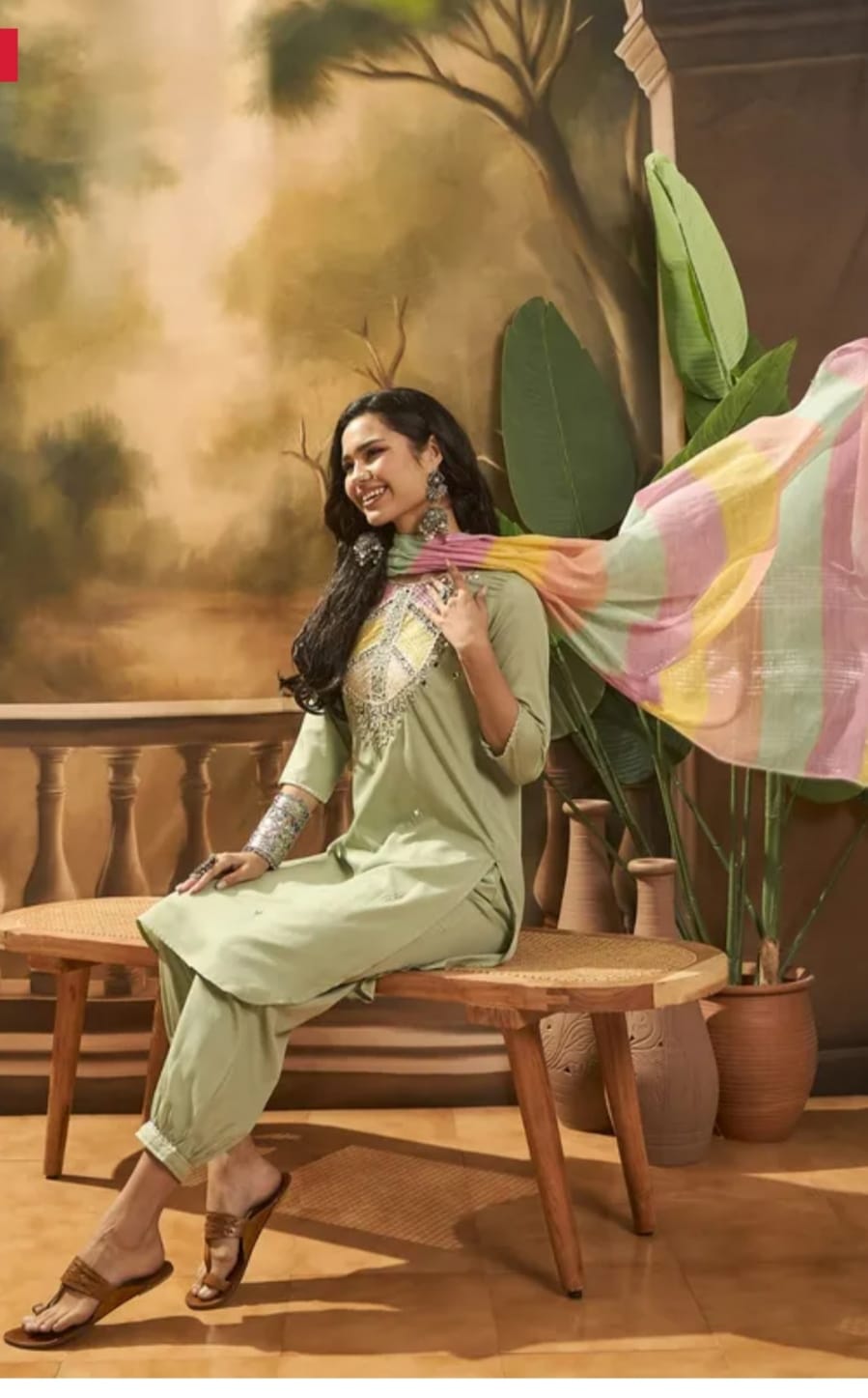 Heavy mirror Work 3 Piece Suit Set With Dupatta