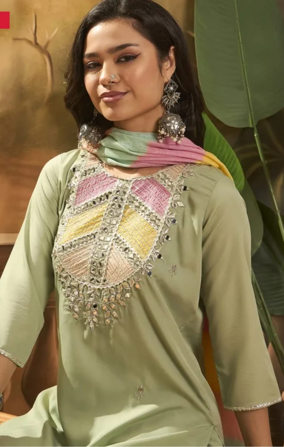 Heavy mirror Work 3 Piece Suit Set With Dupatta