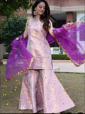 Handwoven Banarasi Brocade Kurta With Sharara An Gota Work Dupatta