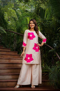 Silk-Blend Appliqué Palazzo Set