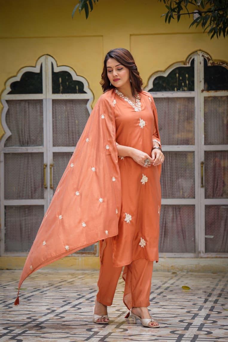 Premium Malchanderi Embroidered Kurta Set with Dupatta