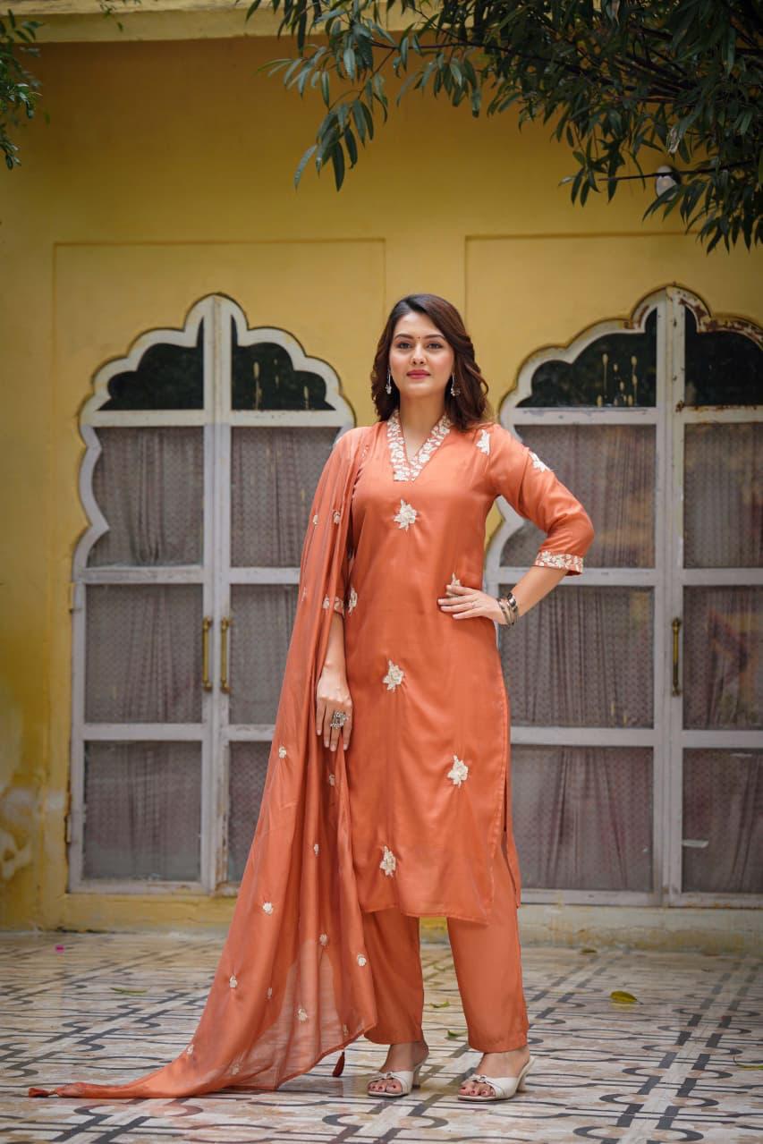 Premium Malchanderi Embroidered Kurta Set with Dupatta