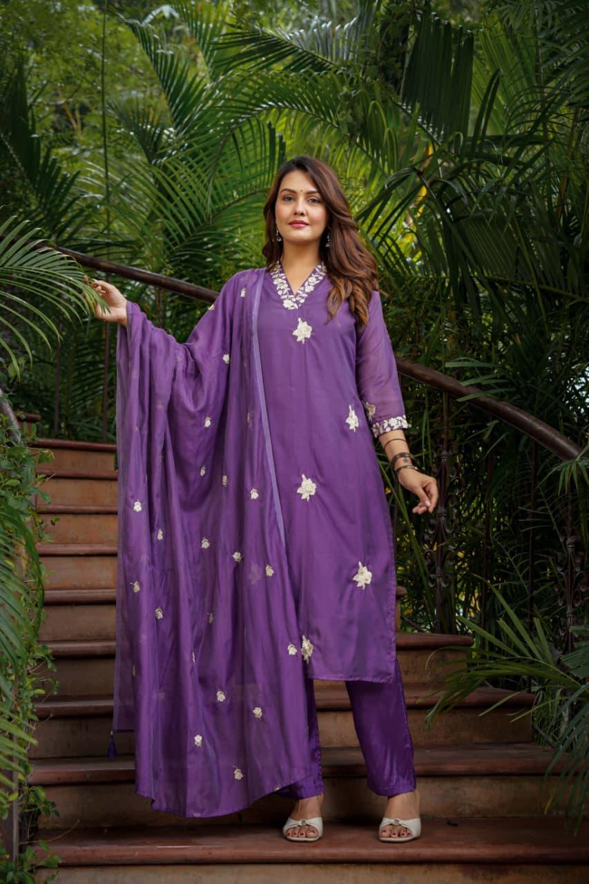 Premium Malchanderi Embroidered Kurta Set with Dupatta
