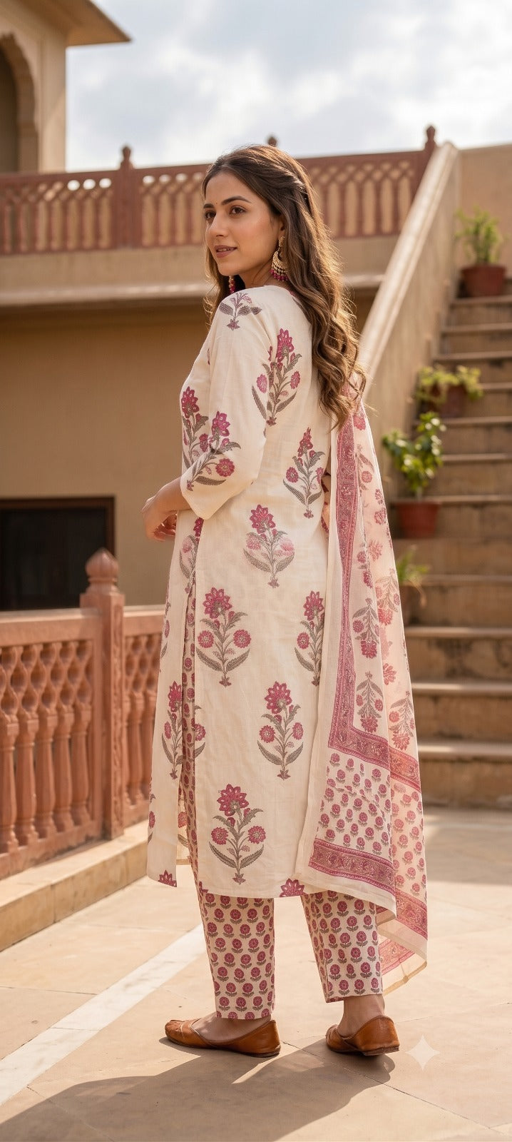 Gulabi Hand-Block Printed 3-Piece Kurta Set