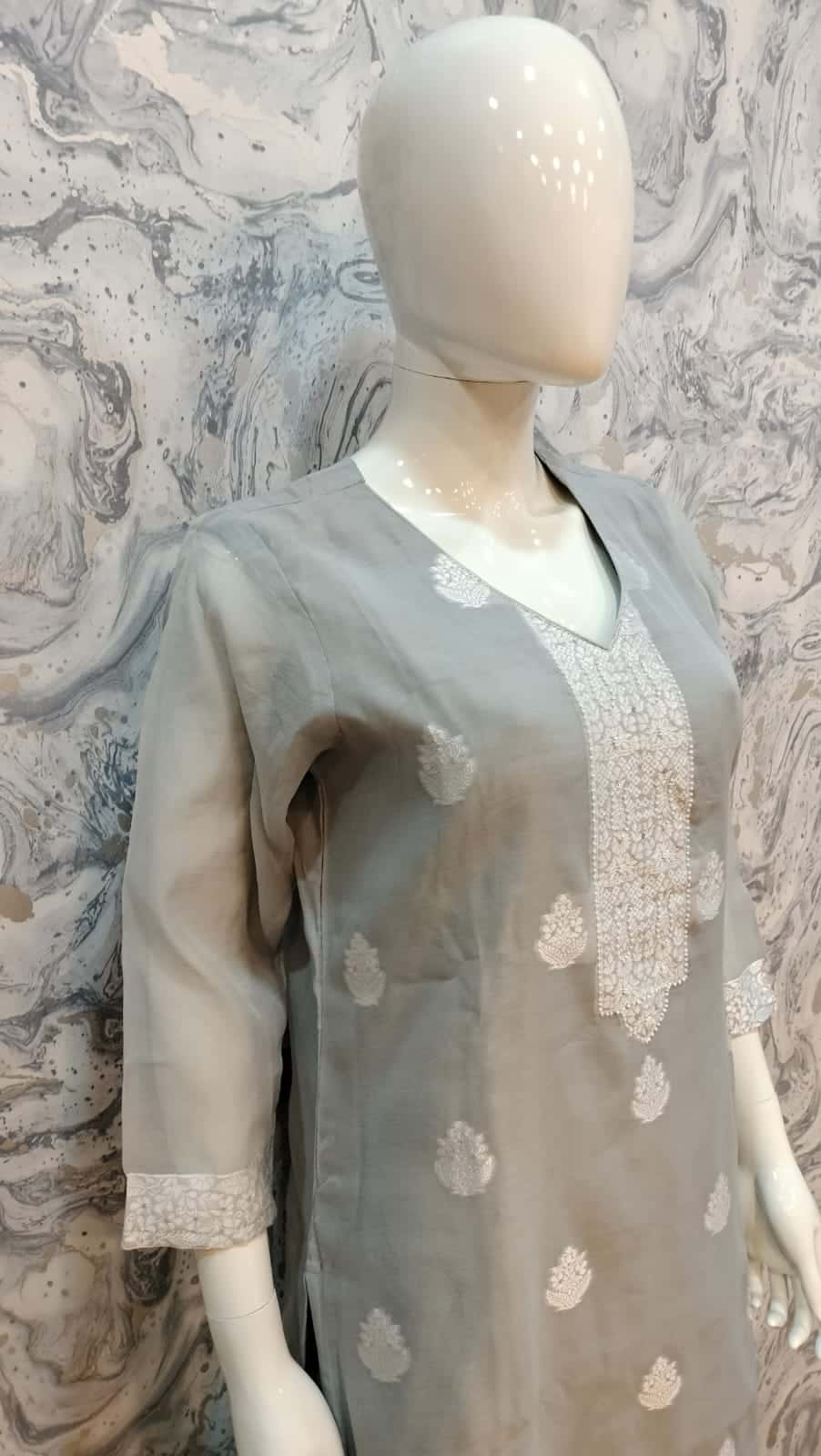 GRAY Cotton 2 Pc Kurta Set