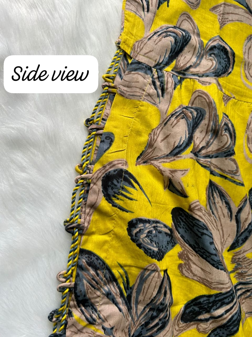 YELLOW COTTON SIDE SLIT SLEEVLESS 3PCS SET