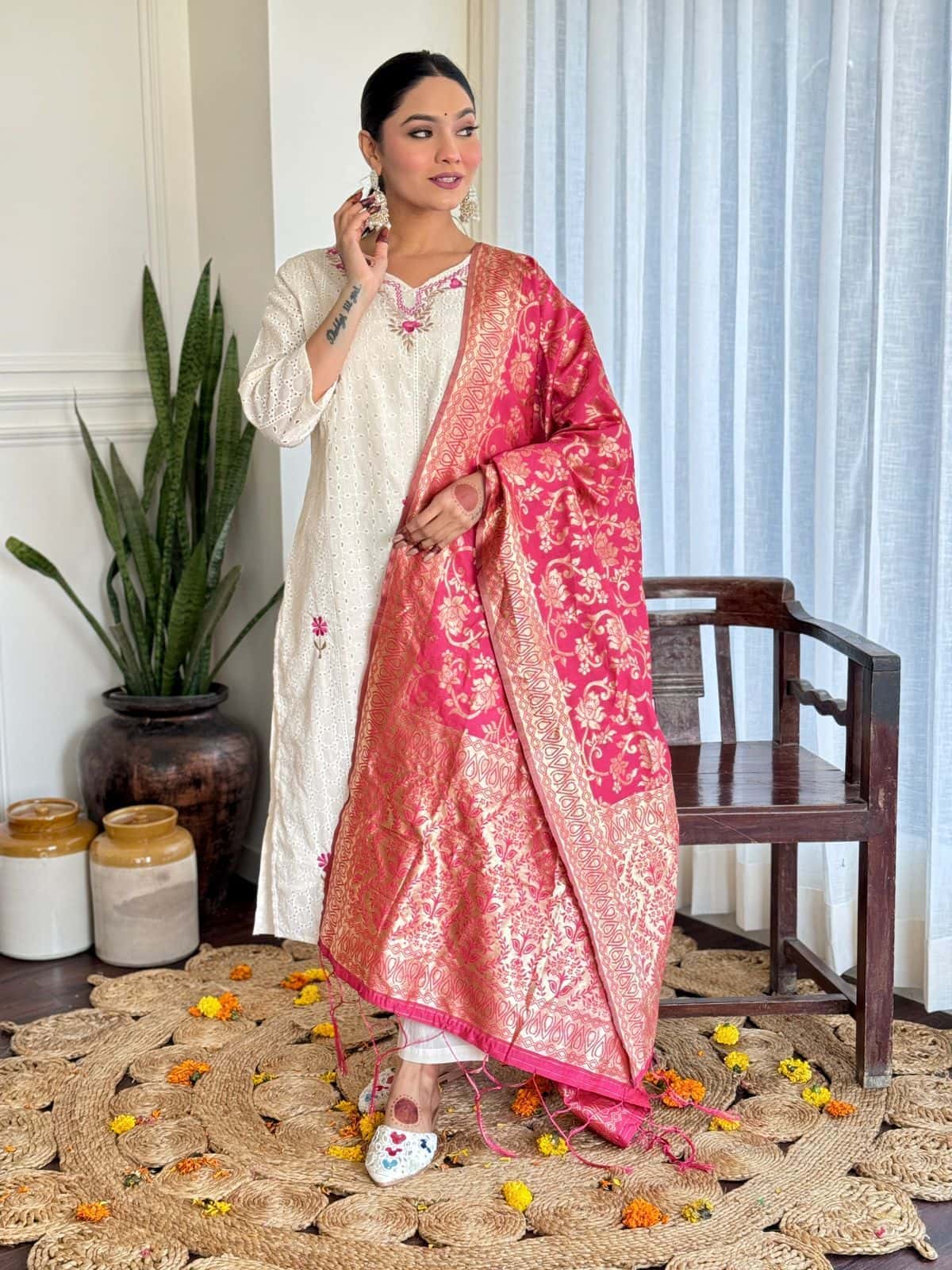 SOUTH COTTON SUIT SET FOR PARTY FESTIVE WEAR WITH HEAVY DUPATTA