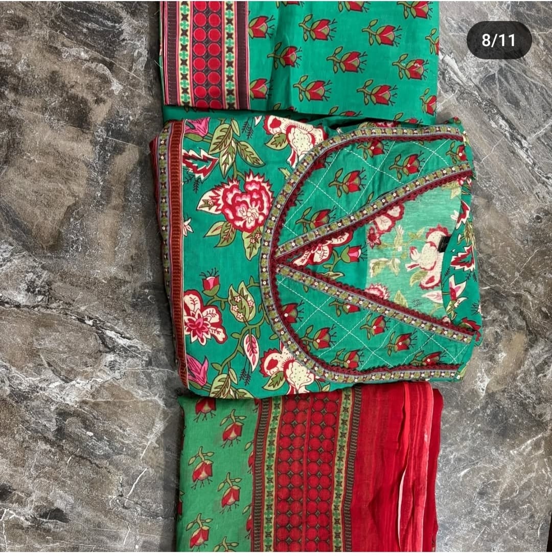 Heavy Cotton Party Wear Suit Set With dupatta
