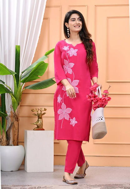 Pure Cotton Flower Print 2 Pcs Set