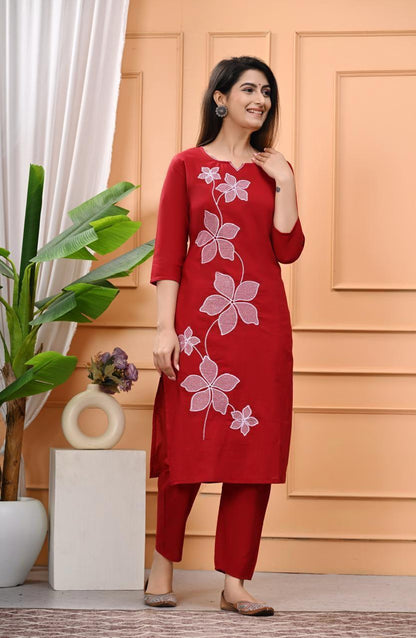 Pure Cotton Flower Print 2 Pcs Set