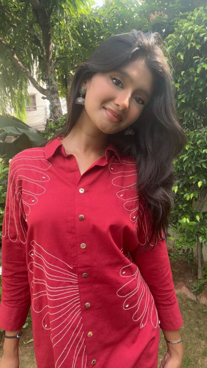 Pure Cotton Embroidery  Work Co-Ord Set