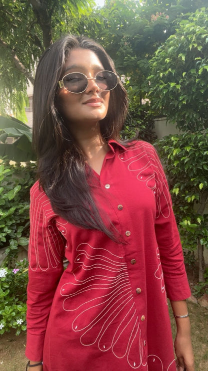 Pure Cotton Embroidery  Work Co-Ord Set