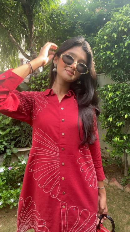 Pure Cotton Embroidery  Work Co-Ord Set