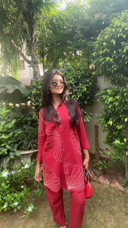 Pure Cotton Embroidery  Work Co-Ord Set