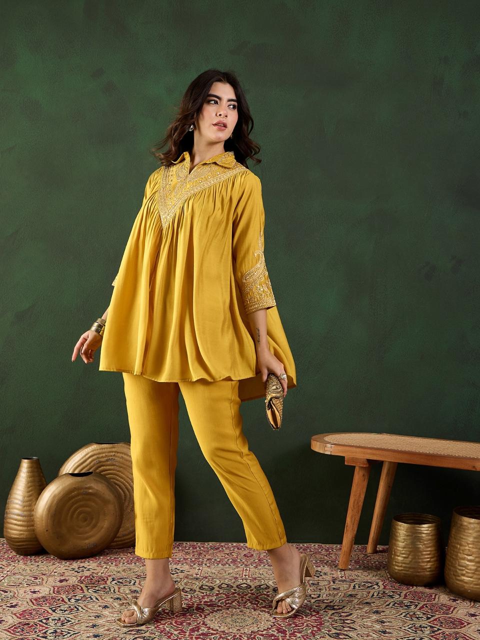 Amazing Crushed Crepe Silk Kaftan Set