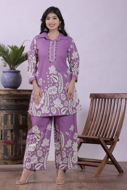 Heavy Muslin Full Embroidery Co-Ord Set