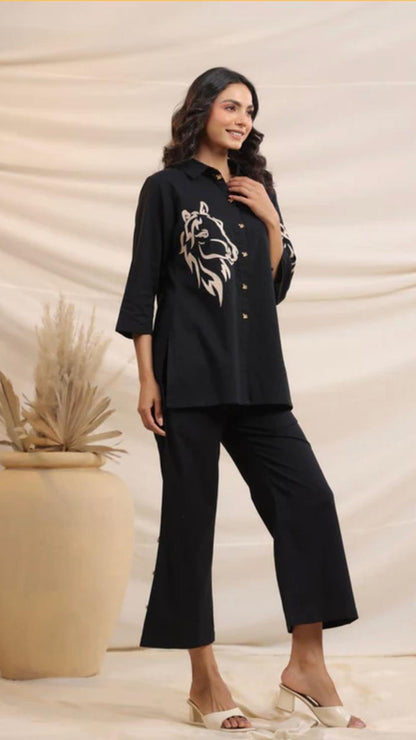 Heavy Cotton Black Beads And Thread Work Co-Ord Set (Copy)