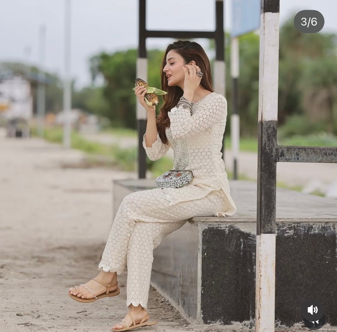 White Mirror Work 2 Piece Set