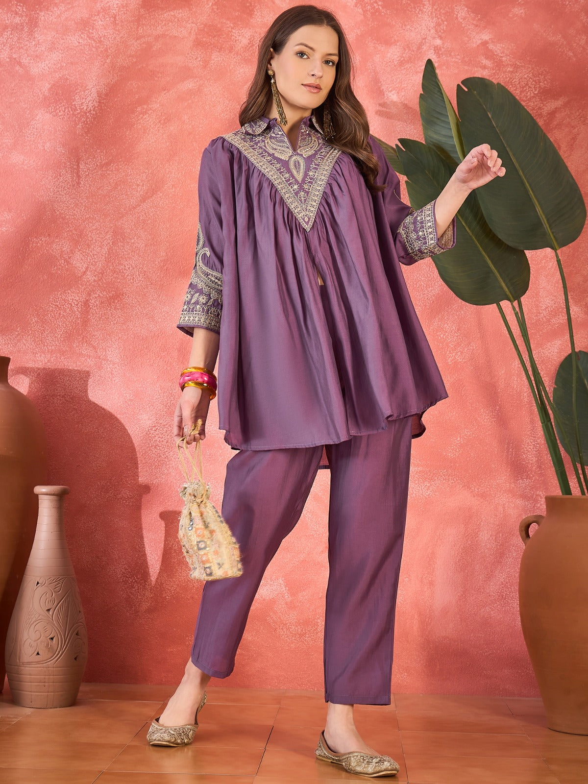 Amazing Crushed Crepe Silk Kaftan Set