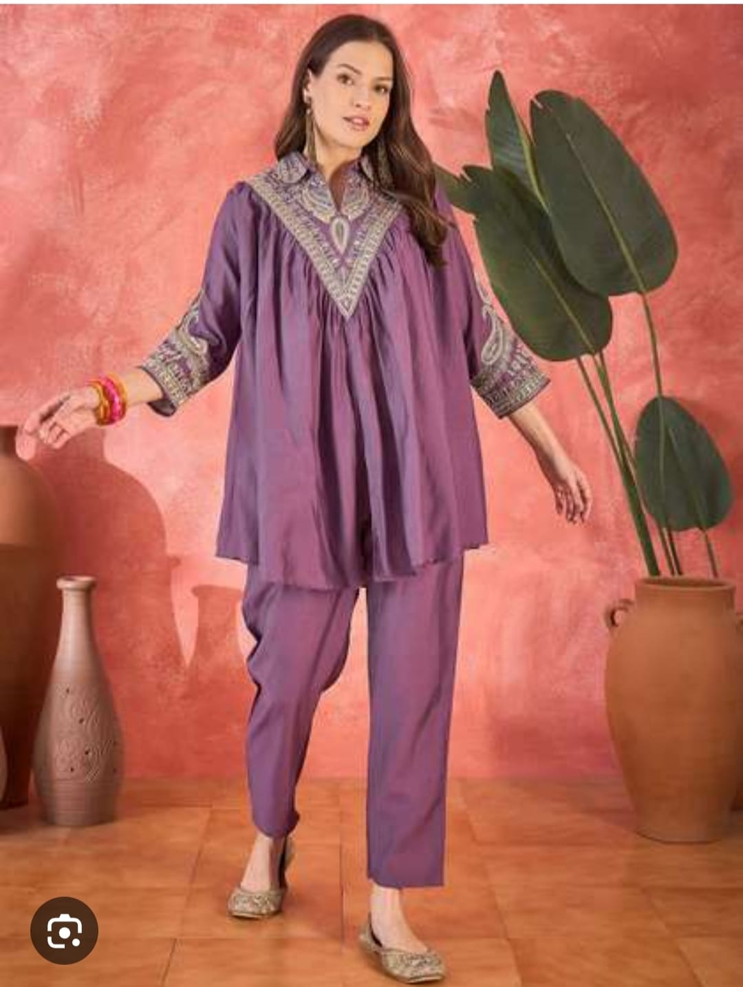Amazing Crushed Crepe Silk Kaftan Set