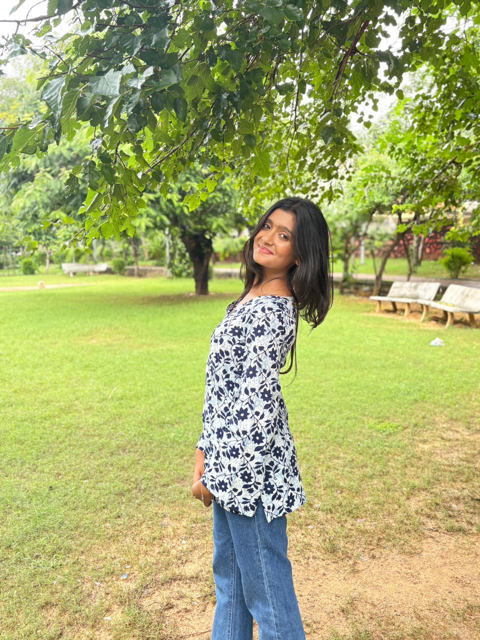 Moody Floral Comfort | Block Print Short Kurti