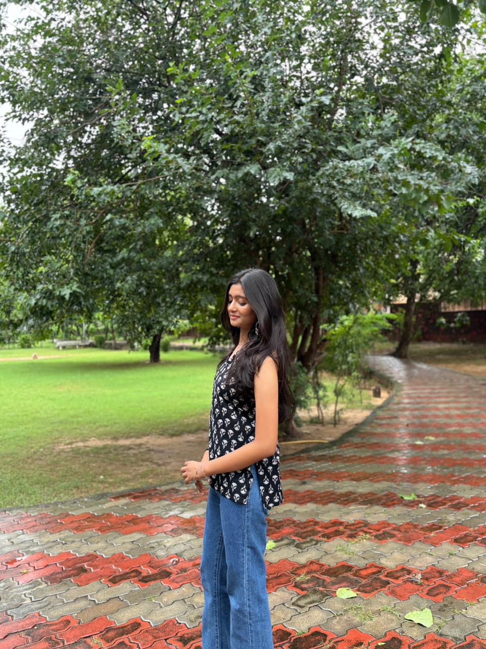 Halter-Neck Hues | Modern Printed Short Kurti