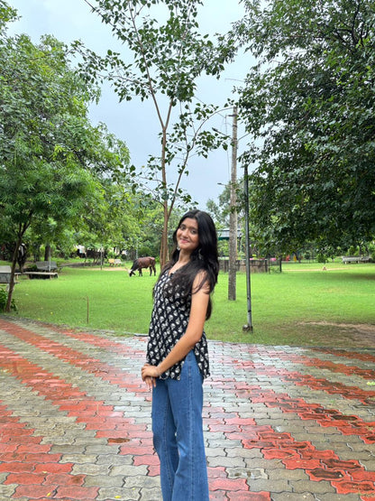 Halter-Neck Hues | Modern Printed Short Kurti