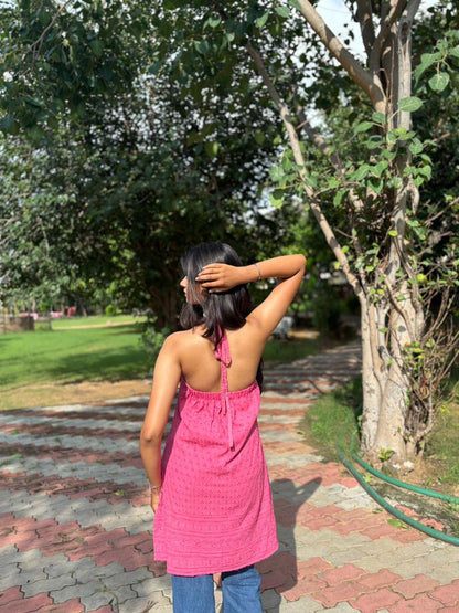 Pink Perfection in Chikankari | Textured Short Kurti