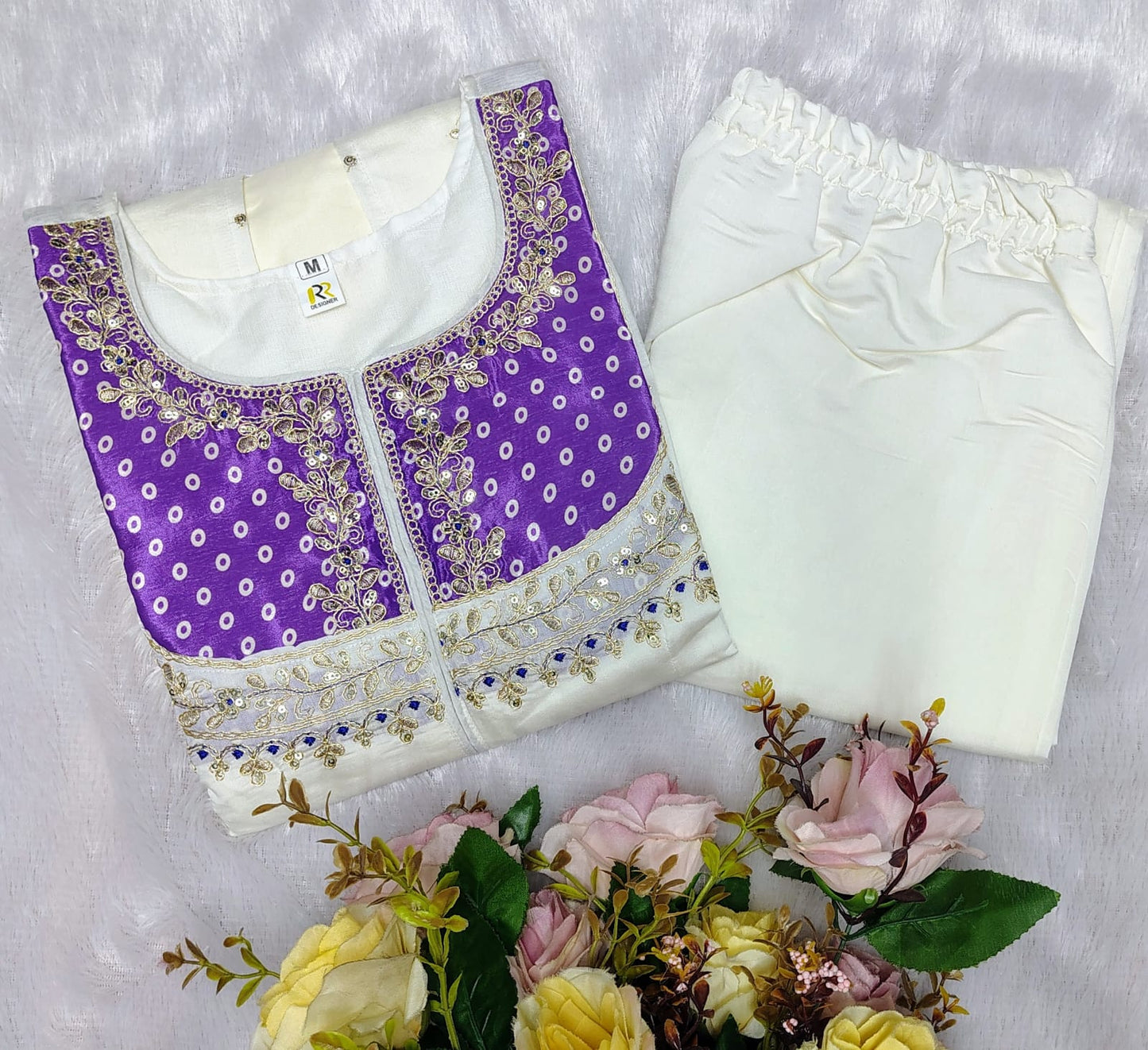 Heavy Roman With Heavy Embroidery Coding Work Co-Ord Set