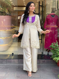 Heavy Roman With Heavy Embroidery Coding Work Co-Ord Set