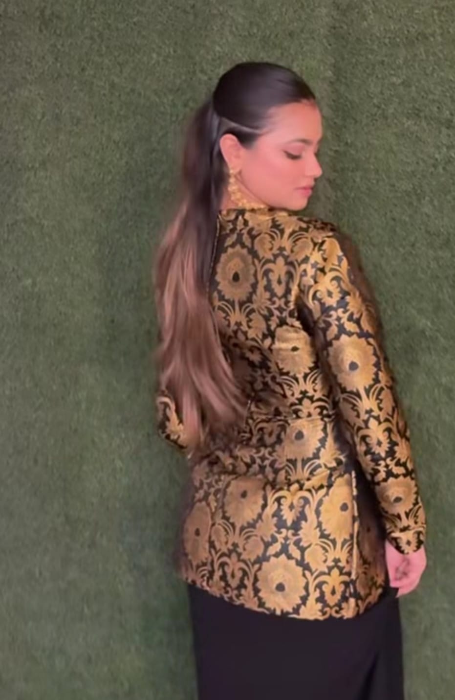 Amazing Black Brocade Top With Skirt