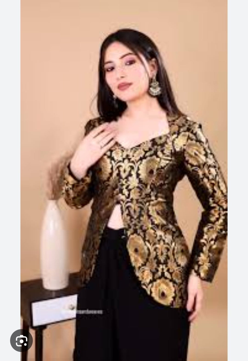 Amazing Black Brocade Top With Skirt